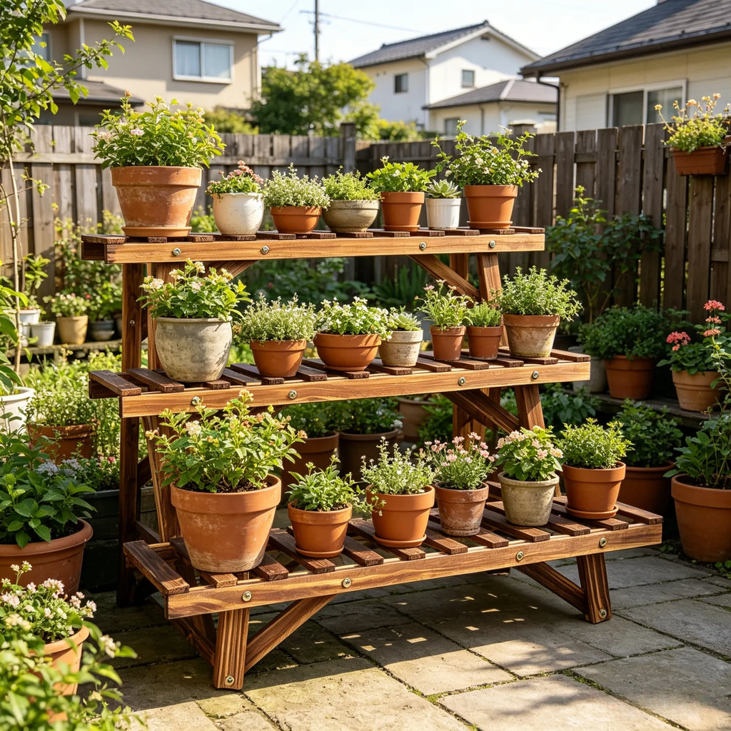 3-Tier Ladder Shelf Wood Plant Stand