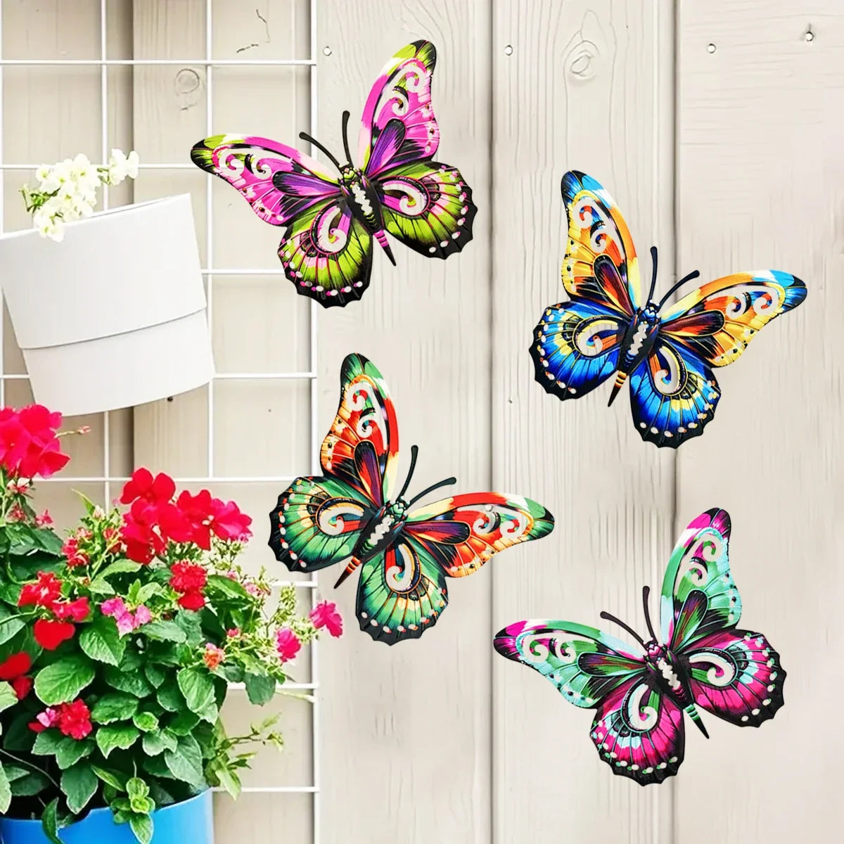 Metal Art Butterfly Wall Decor Colorful Iron Art Butterfly Sculptures Butterfly Hanging Ornament for Outdoor Home Yard Garden