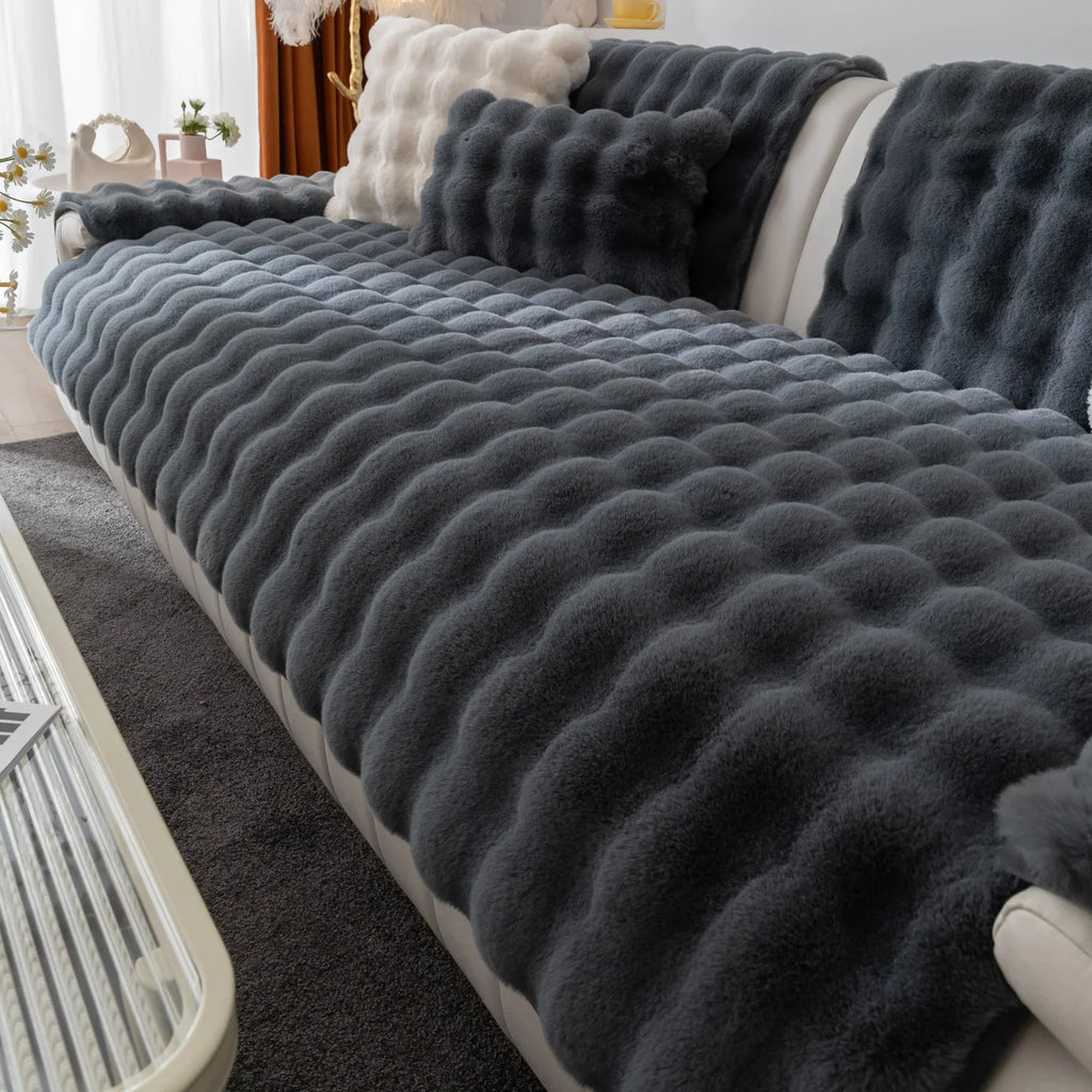Faux Fur VelvetTouch Couch Cover Cat & Dog Proof Modern & Stylish
