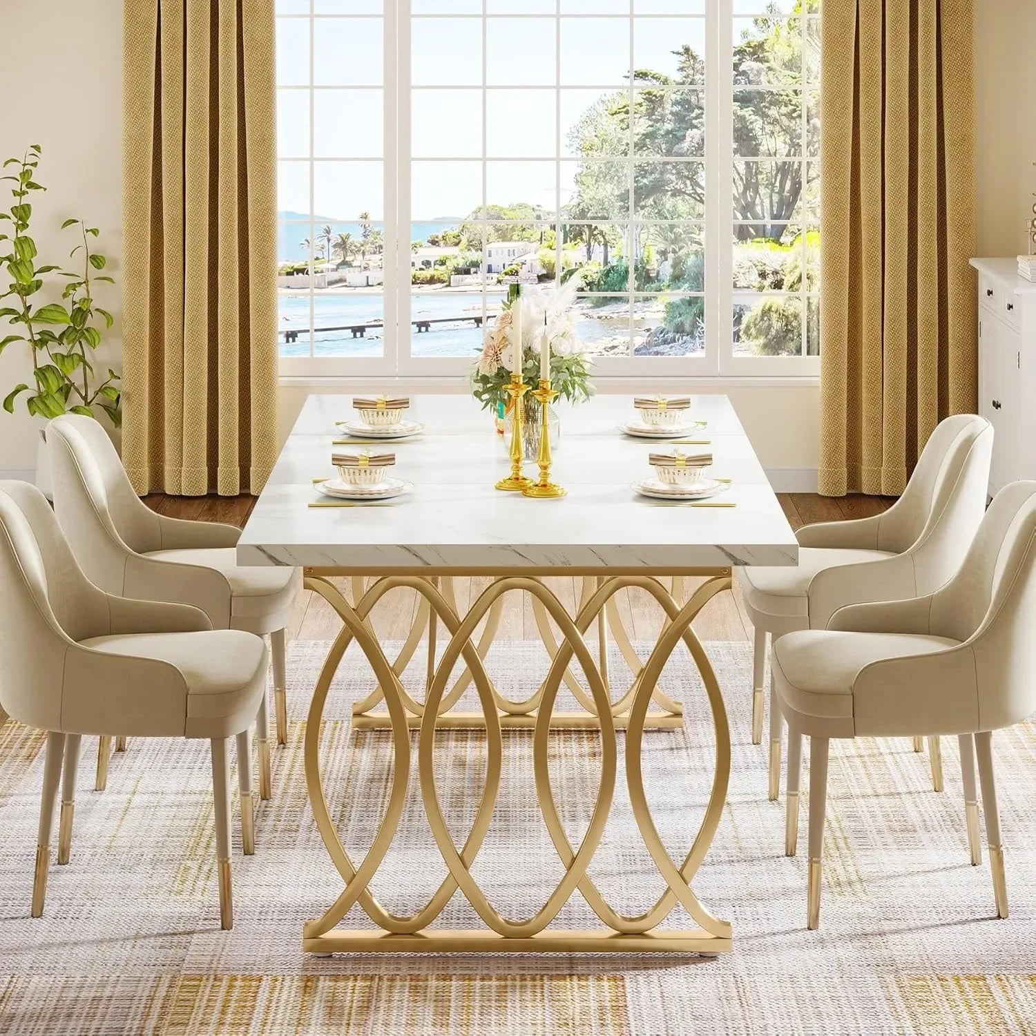Modern Dining Table 4-6 People, Gold