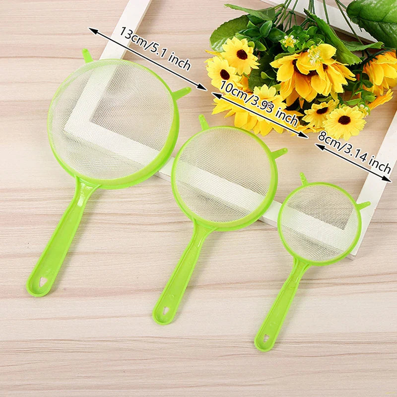 3pcs Plastic Fine Mesh Scoop, Strainer, Sieve and Colander for Baking and Cooking