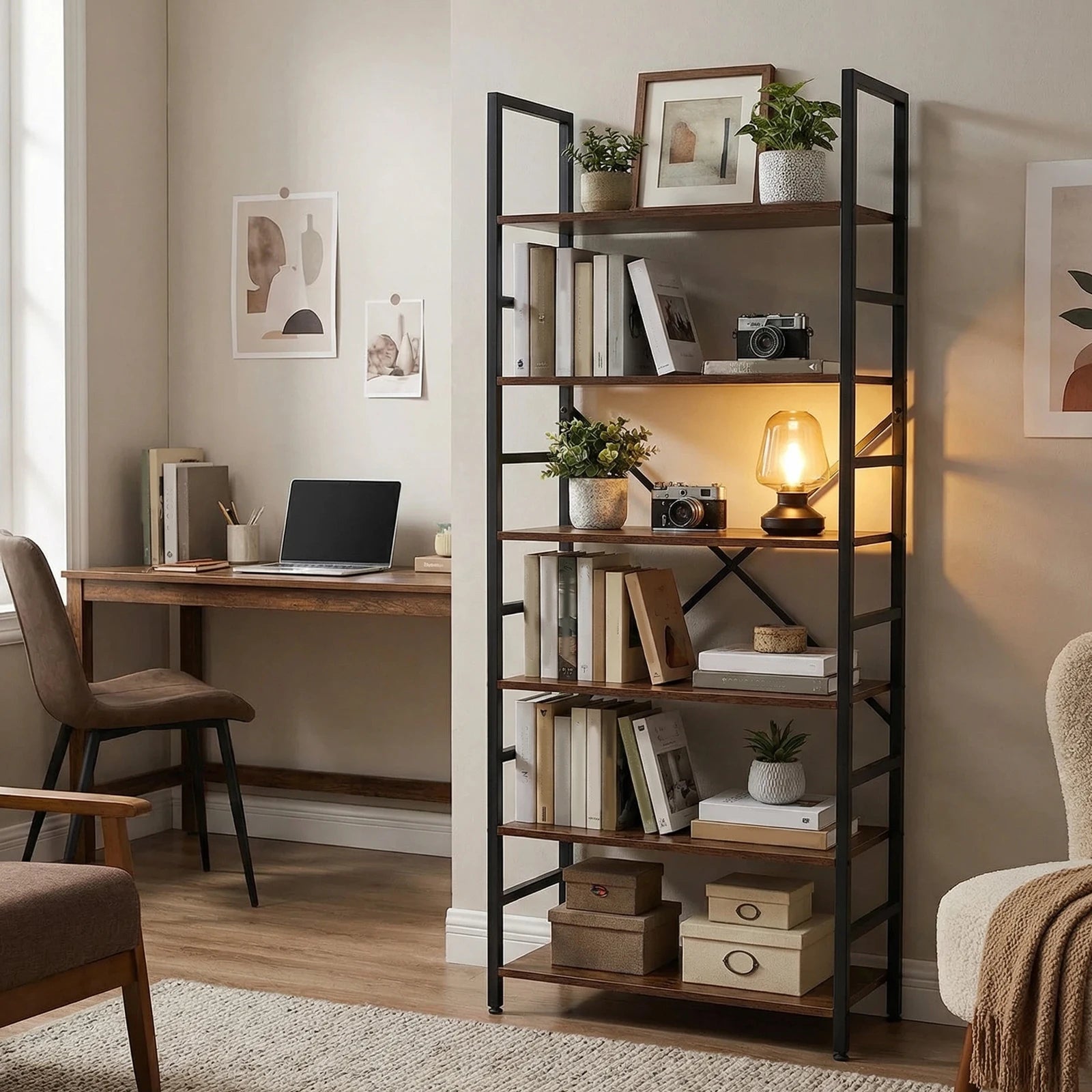 Book Shelf, 5 Tier Bookcase, Modern Bookshelf
