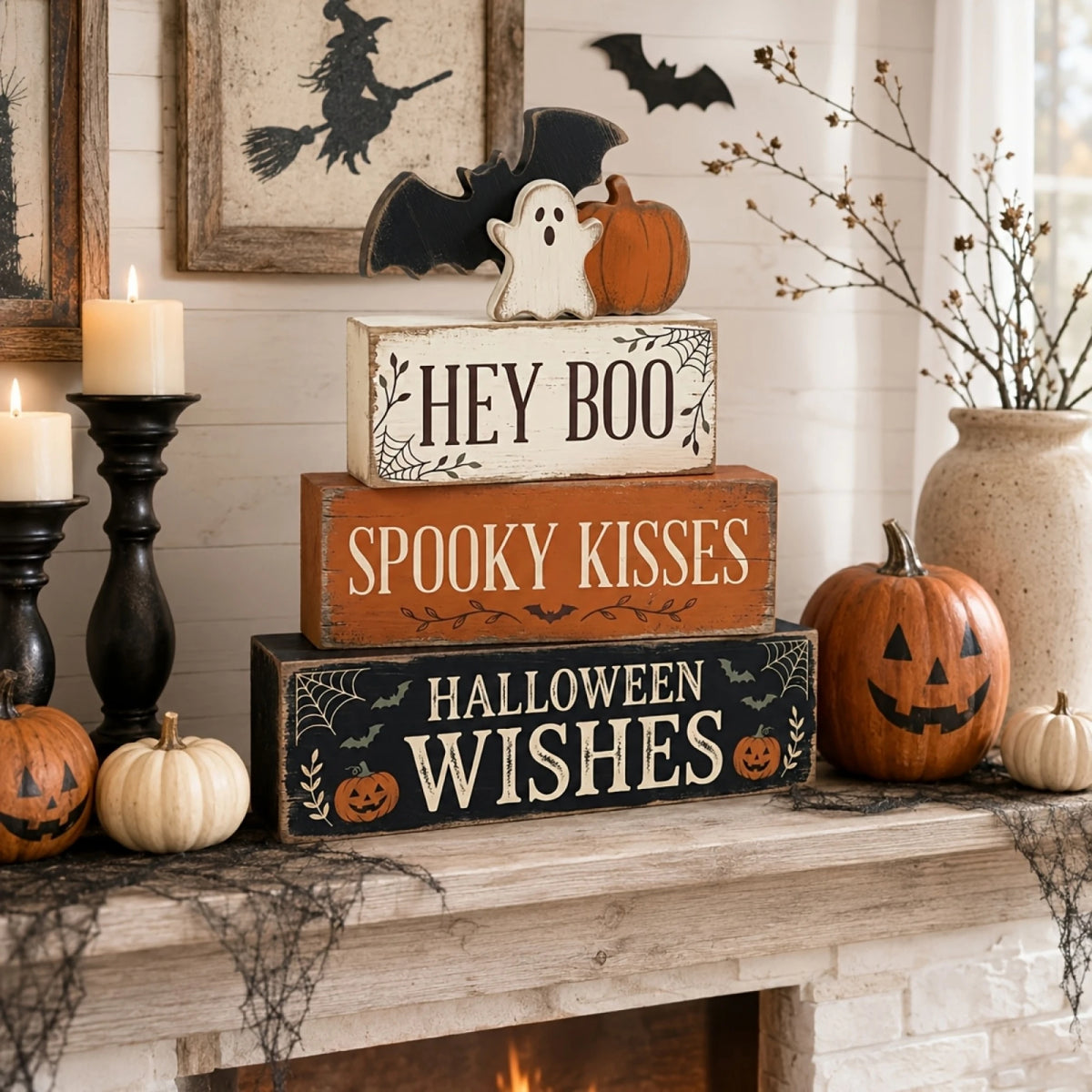 Wooden Halloween Tiered Decor