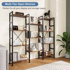 4-Tier Wide Display Bookshelf With Storage, Adjustable