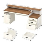 65" Computer Desk 3 Drawers, Storage Shelves