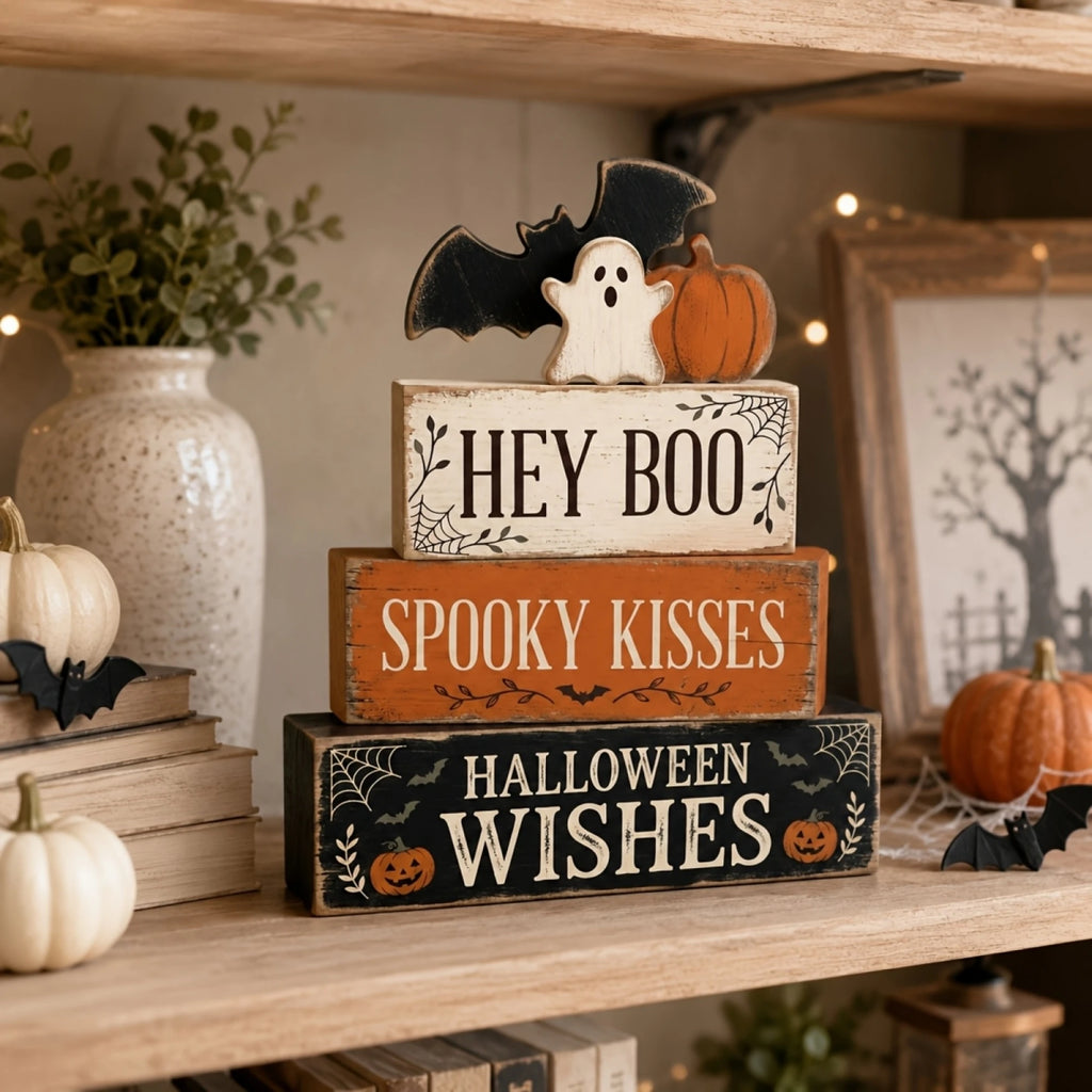 Wooden Halloween Tiered Decor