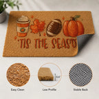 Coffee Pumpkin Leaf Football Coir Welcome Mat