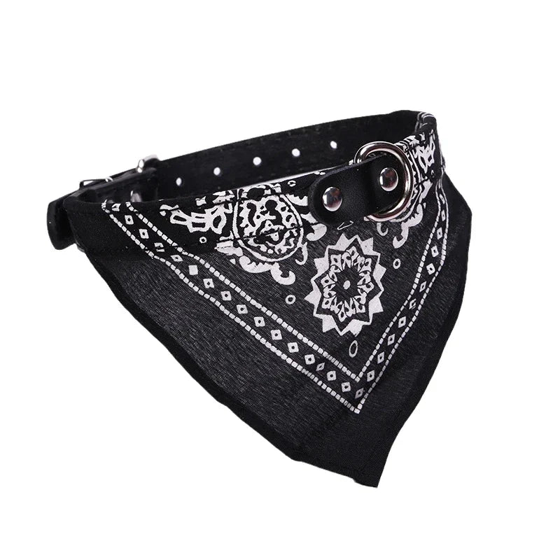 Adjustable PU Dog/Cat Collar with Detachable Scarf | For Small Medium Dogs and Cats