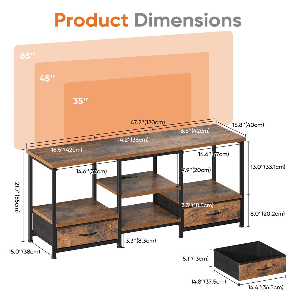 Media Console with Storage Shelves, 2 Sizes