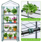 4 Tier Mini Greenhouse, Portable Greenhouse with Rust-Resistant Frame and PVC Cover for Winter Garden Patio Backyard Porch