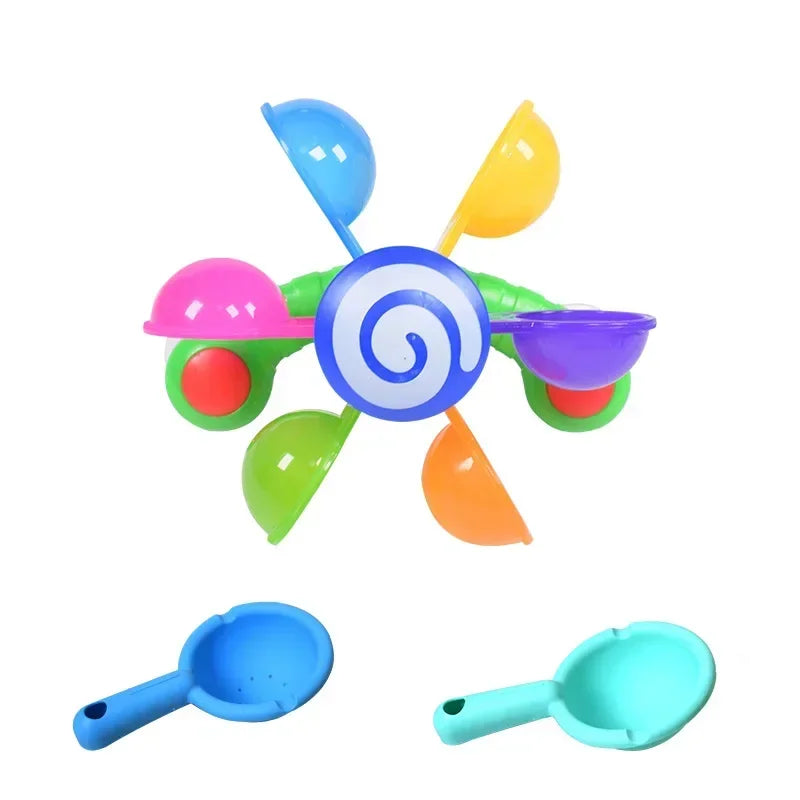 Rainbow Windmill, Waterwheel Baby/Toddlers Bath Water Spray Toy Set