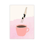 Retro Coffee Diving Poster Canvas Wall Art | Good Morning Coffee Print