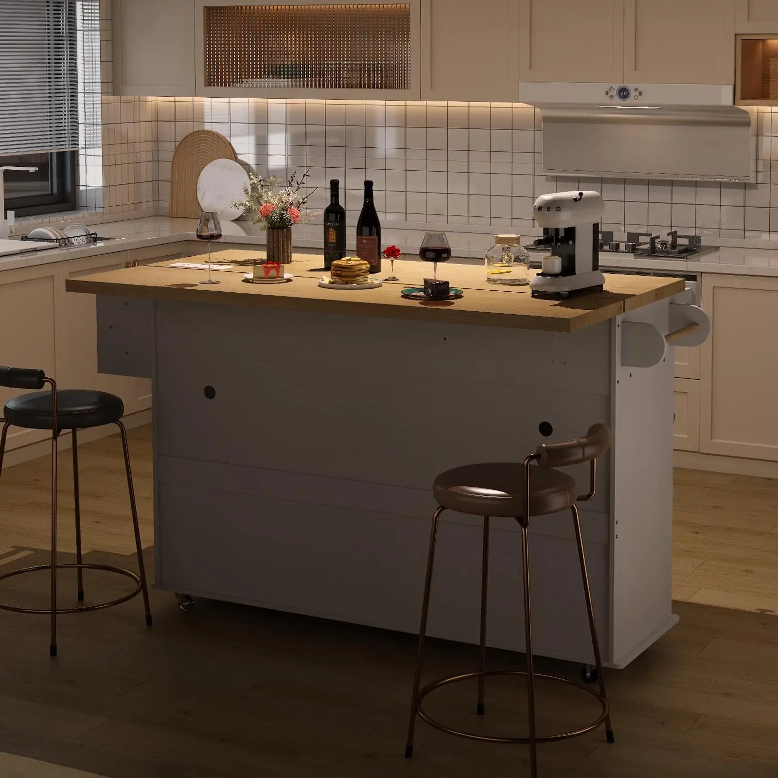 60" Mobile Kitchen Island 2 Colors Available
