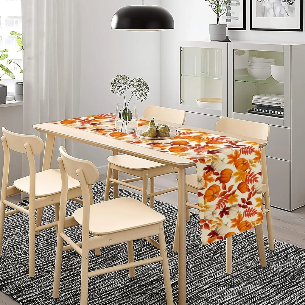 Fall Leaves & Pumpkins Print Table Runner