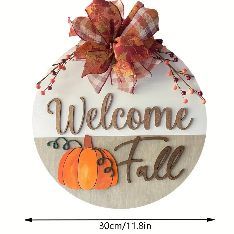 Welcome Fall Door/Wall Sign With Bow