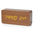 Wooden Digital Alarm Clock, With Temperature