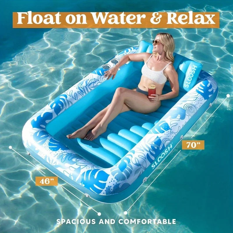 4-in-1 Inflatable Tanning Pool  70" x 46" With Pillow