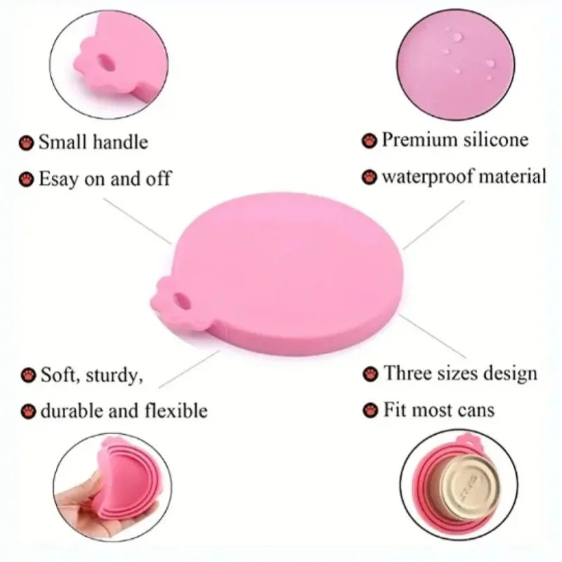 2PCS Reusable Airtight, Silicone Pet Food Can Cover with Spoon | Dog and Cat Food Storage