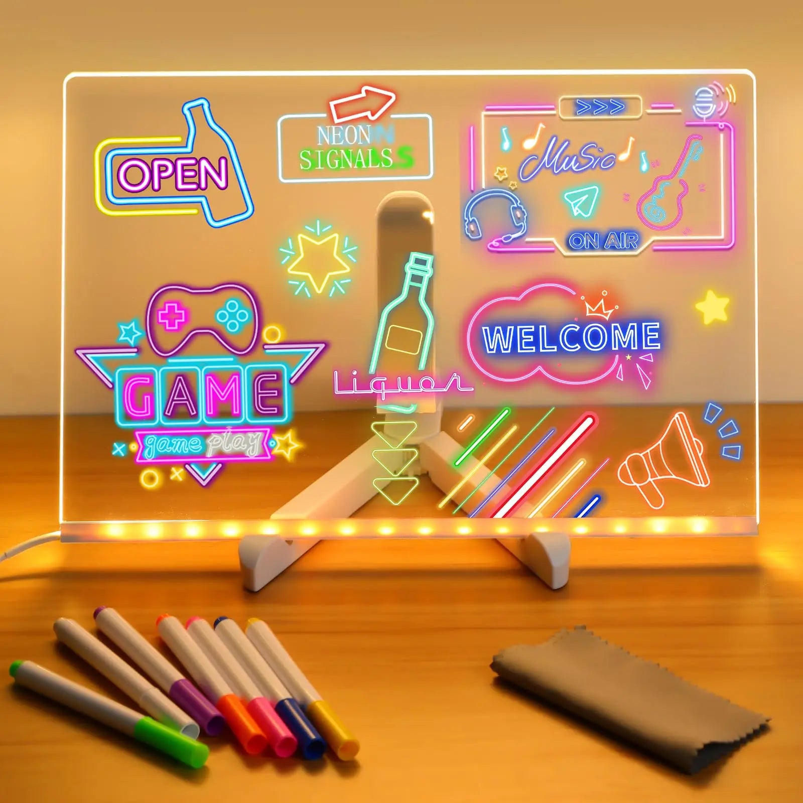 LED Note Board With Night Light & 7 Pens