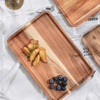 Natural Wooden Tray Coffee Tray Rectangular Plate Fruit Snacks Food Storage Trays Hotel Home Serving Tea Tray Decorate Supplies