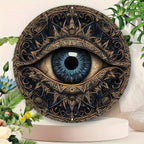 Evil Eye 8x8" Round Aluminum Wall Art - Versatile Home Decor for Living Room, Bathroom & More
