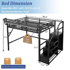 Queen Loft Bed Frame, Stairs/Storage/Wardrobe/Bedside Shelf
