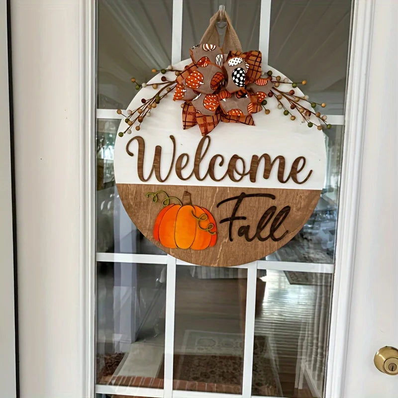 Welcome Fall Door/Wall Sign With Bow