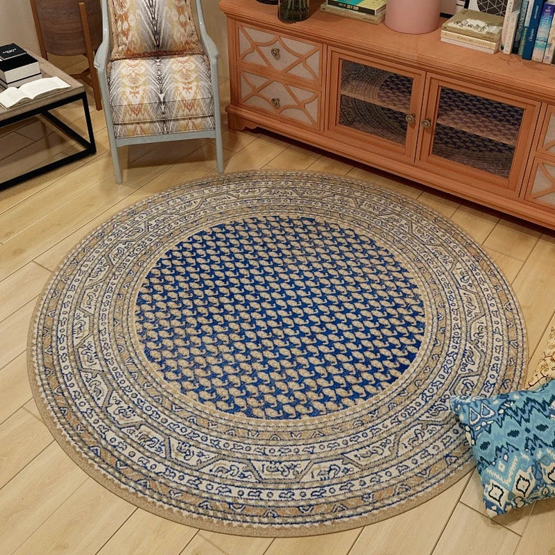 VIKAMA Round Rug Premium Ethnic Vintage Persian Bohemian Living Room Bedroom Rocking Chair Floor Mat Home Decor