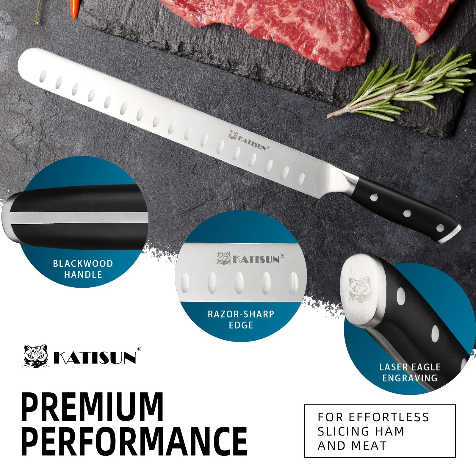 13 Inch Round-Tip Carbon Steel Slicing Knife
