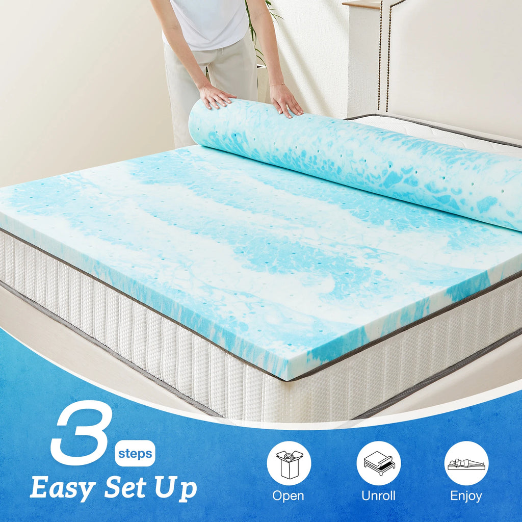 2" Memory Foam/Gel Breathable Cooling Mattress Topper