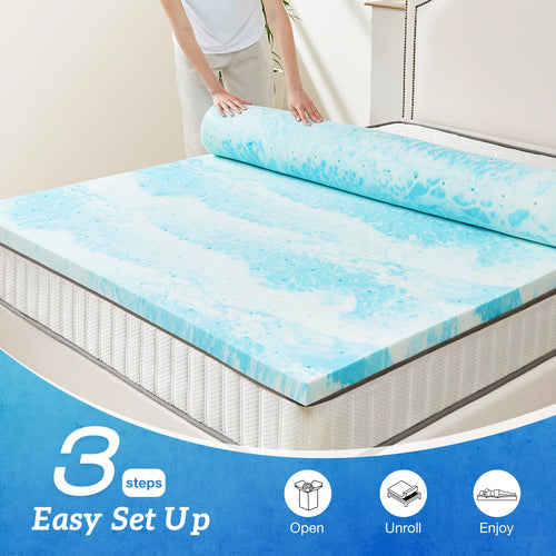 2" Memory Foam/Gel Breathable Cooling Mattress Topper