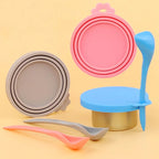 2PCS Reusable Airtight, Silicone Pet Food Can Cover with Spoon | Dog and Cat Food Storage