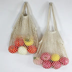2-Pcs Reusable Cotton Mesh Produce Shopping Tote