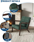 Mid-Century Cozy Green Chenille Accent Chair