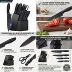 15Pcs Full Stainless Steel Kitchen Knife Set