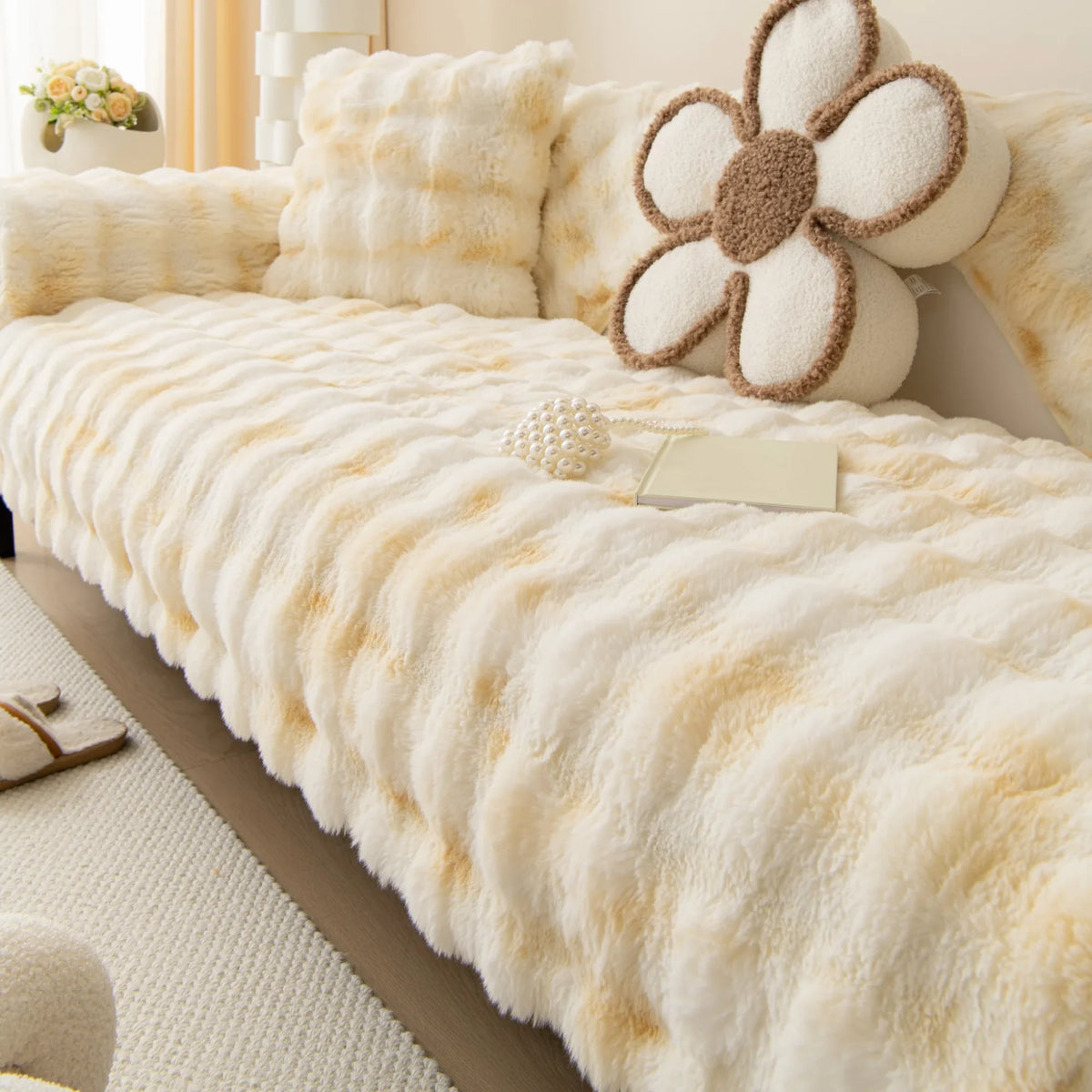 Faux Fur VelvetTouch Couch Cover Cat & Dog Proof Modern & Stylish