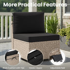 7-Piece Patio Rattan Set with Tempered Glass Table