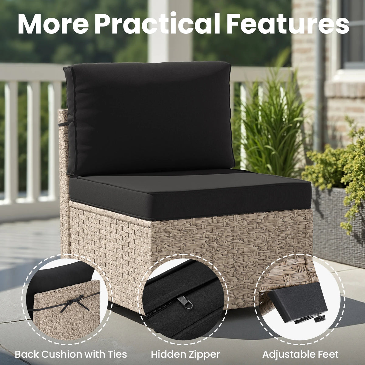7-Piece Patio Rattan Set with Tempered Glass Table