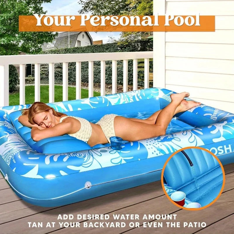 4-in-1 Inflatable Tanning Pool  70" x 46" With Pillow