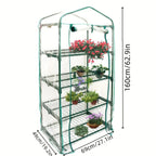 4 Tier Mini Greenhouse, Portable Greenhouse with Rust-Resistant Frame and PVC Cover for Winter Garden Patio Backyard Porch