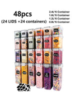 48pc Food Storage Containers With Lids & Labels