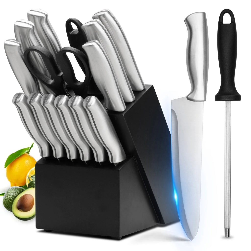 15Pcs Full Stainless Steel Kitchen Knife Set