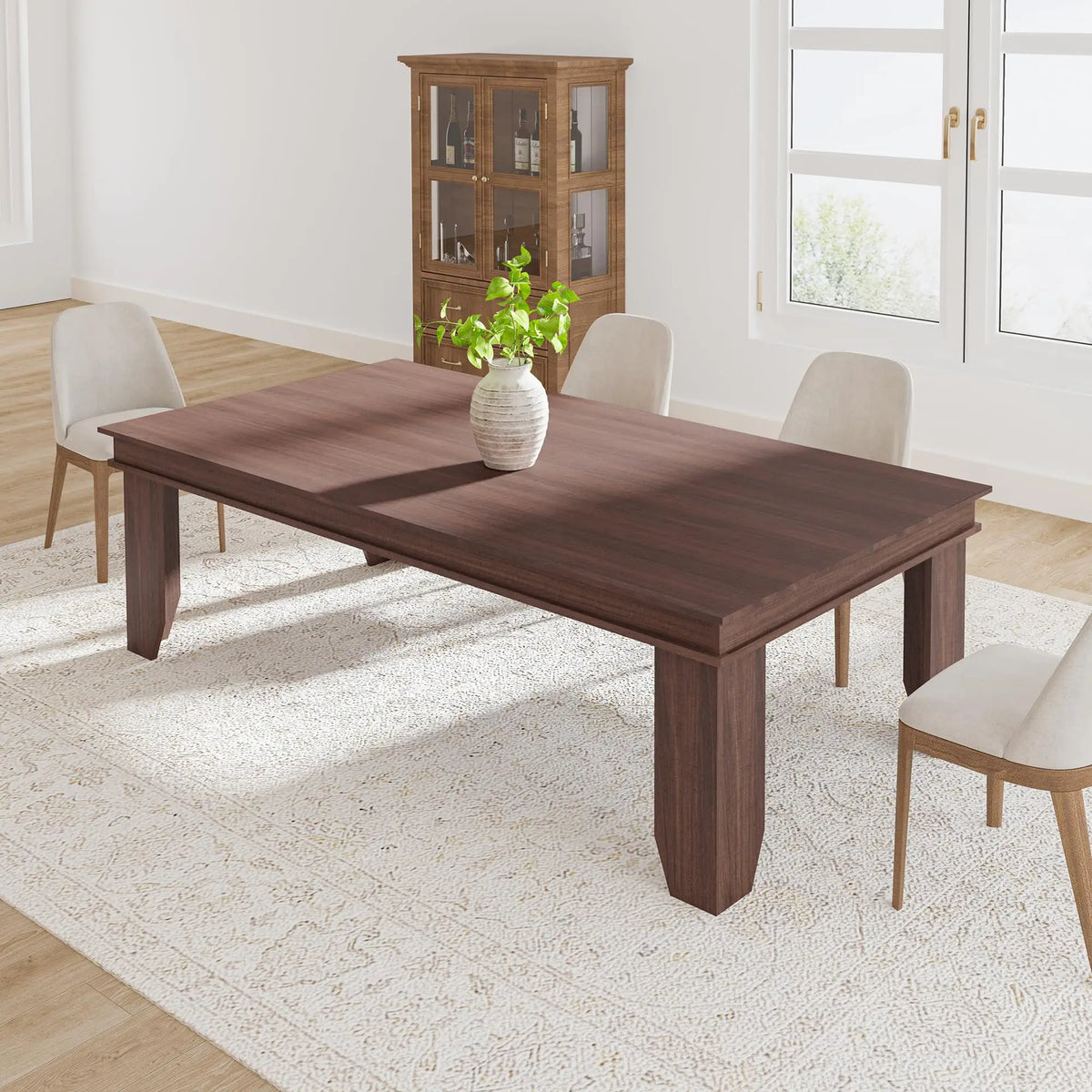 Farmhouse Wooden Dining Table For 4-6