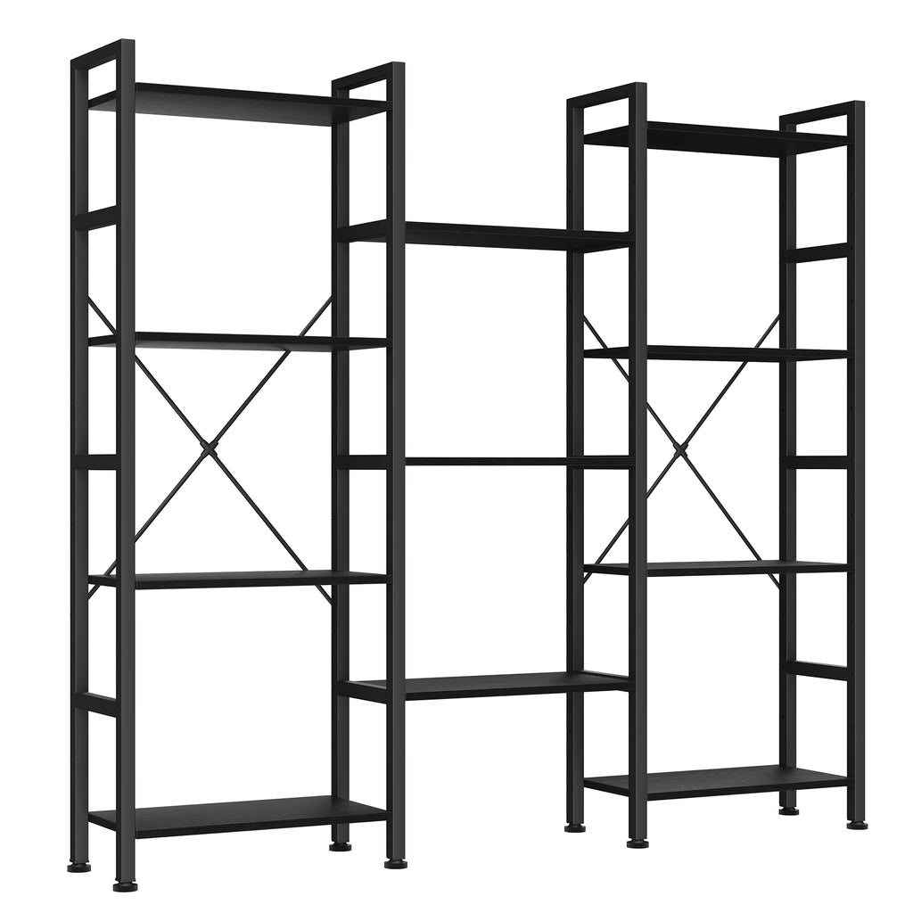 4-Tier Wide Display Bookshelf With Storage, Adjustable