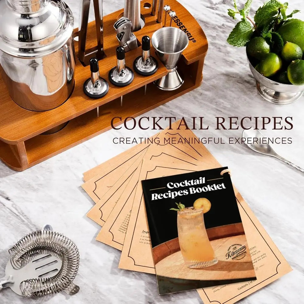 Luxe Cocktail Shaker & Bartender Kit W/ Stand