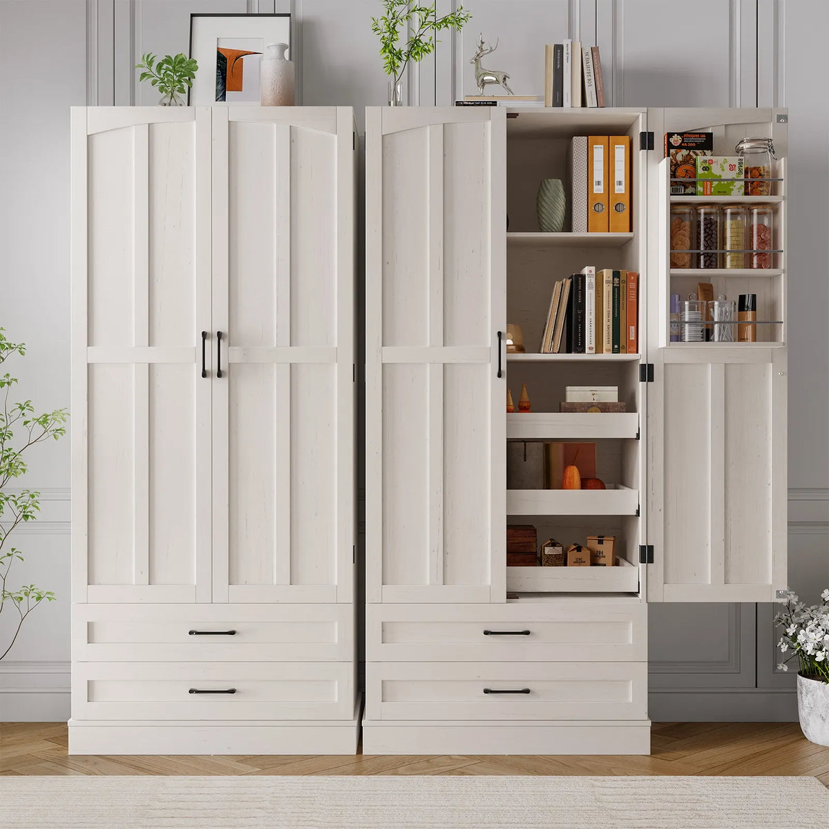 6 Door Pantry Storage Cabinet with Shelves, 71"