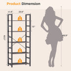 Standing 5 Tier Display Wooden Bookshelf