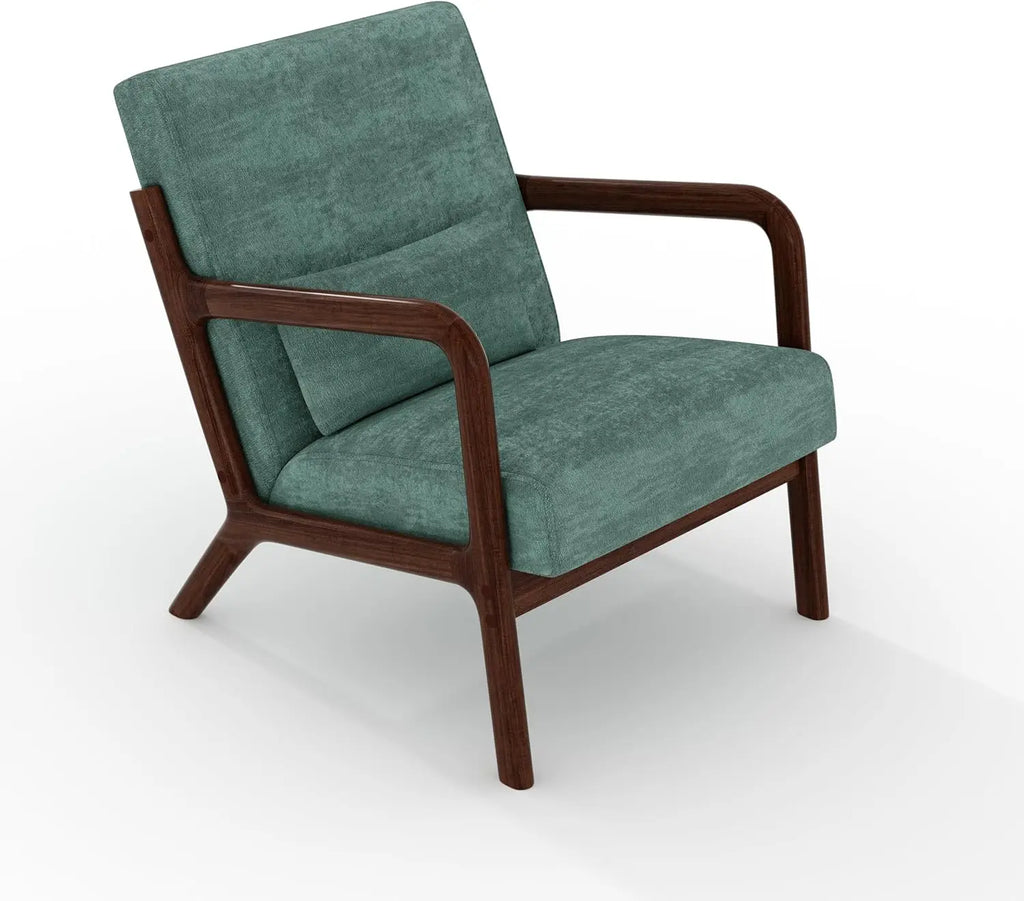Mid-Century Cozy Green Chenille Accent Chair