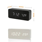 Wooden Digital Alarm Clock, With Temperature