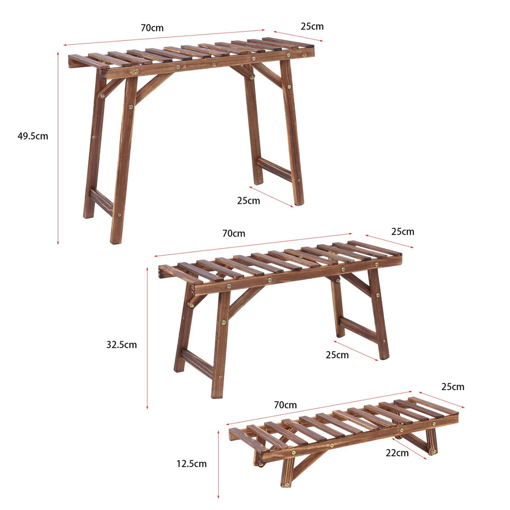 3-Tier Ladder Shelf Wood Plant Stand